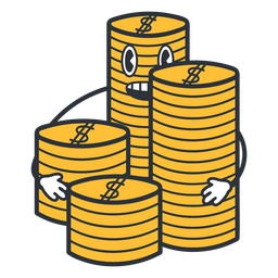 Golden coins retro cartoon color PNG Design