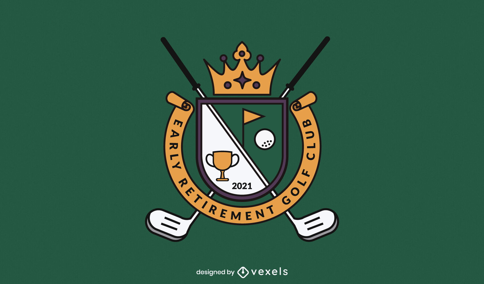 Design de logotipo comercial de equipamentos esportivos de golfe