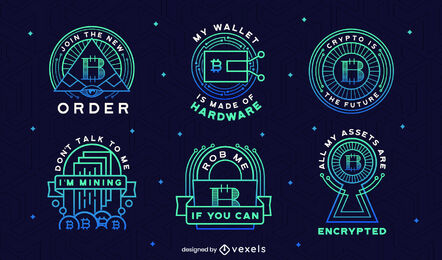 Crypto set of gradient badges