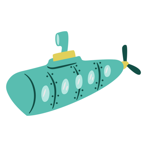 Submarino plano meados do século Desenho PNG