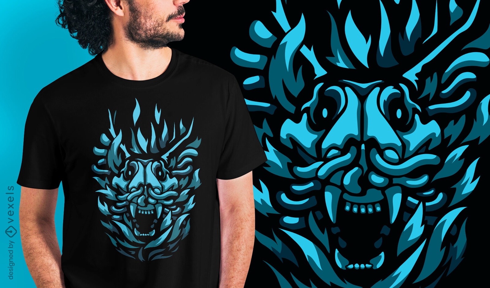 Diseño de camiseta de cabeza de animal demonio criatura oscura