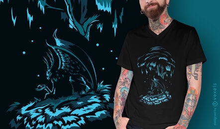 Design de t-shirt de asas de demônio de criatura escura