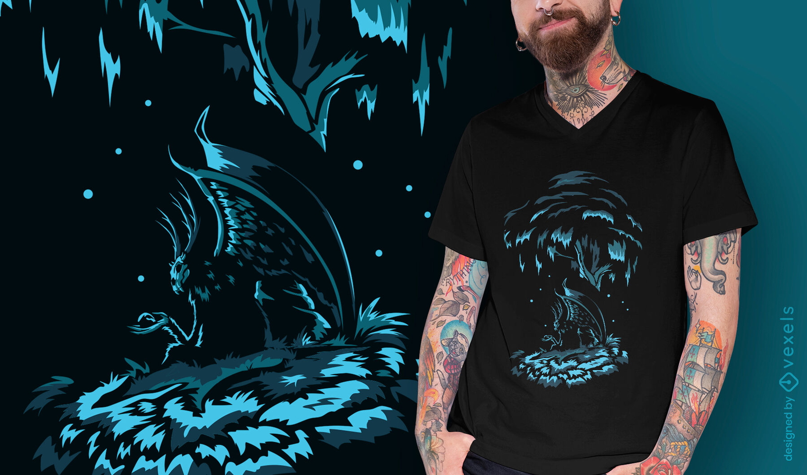 Diseño de camiseta de alas de demonio de criatura oscura.