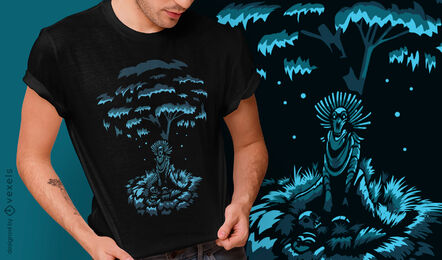 Diseño de camiseta de demonio espeluznante de criatura oscura