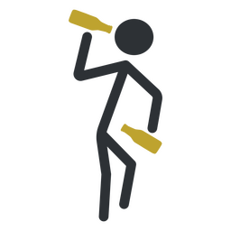 Stick figures drunk person with bottles PNG Design