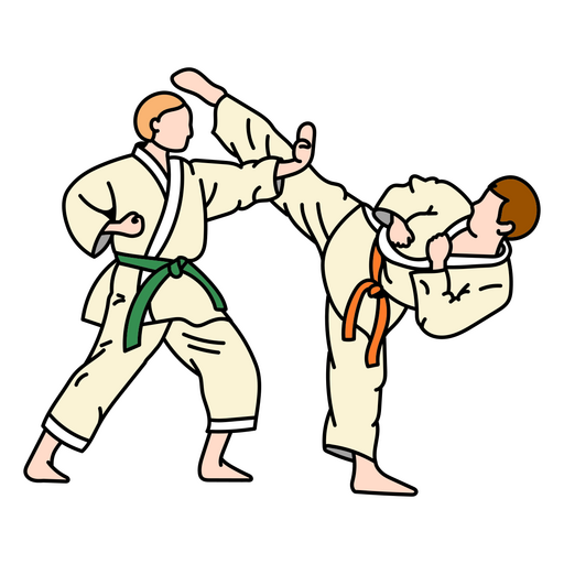 Lucha de trazo de color de karate Diseño PNG