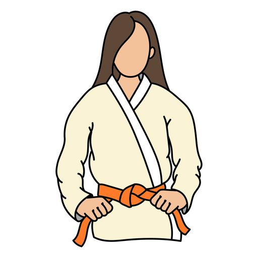 Chica de trazo de color de karate Diseño PNG