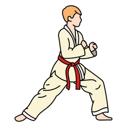 Chico de trazo de color de karate Diseño PNG