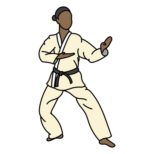 Postura de trazo de color de karate Diseño PNG