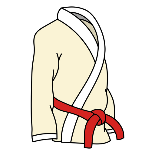 Cinturón rojo de trazo de color de karate. Diseño PNG