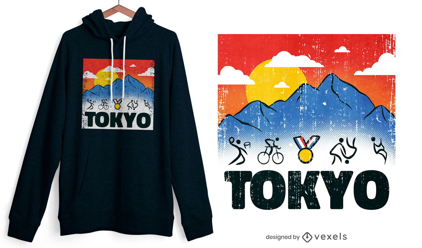 Mountain sunset in tokyo t-shirt design