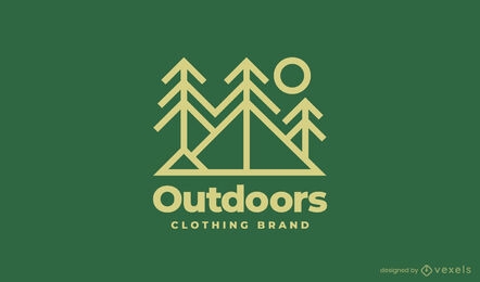 Modelo de logotipo de montanhas e árvores