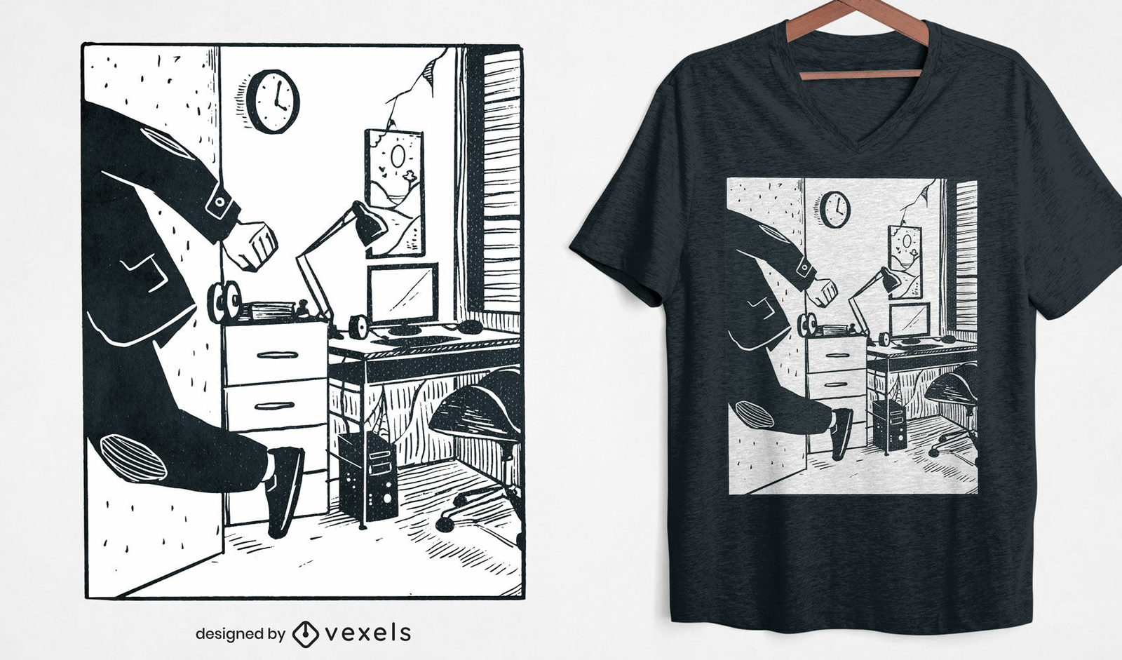 Büro-Flucht-T-Shirt-Design