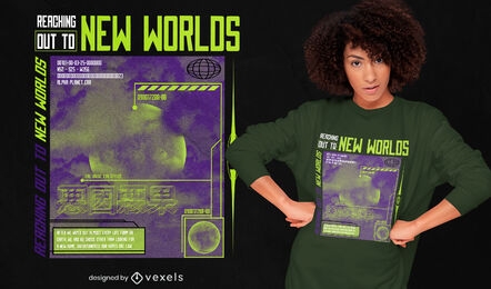 New world planet space quote t-shirt psd