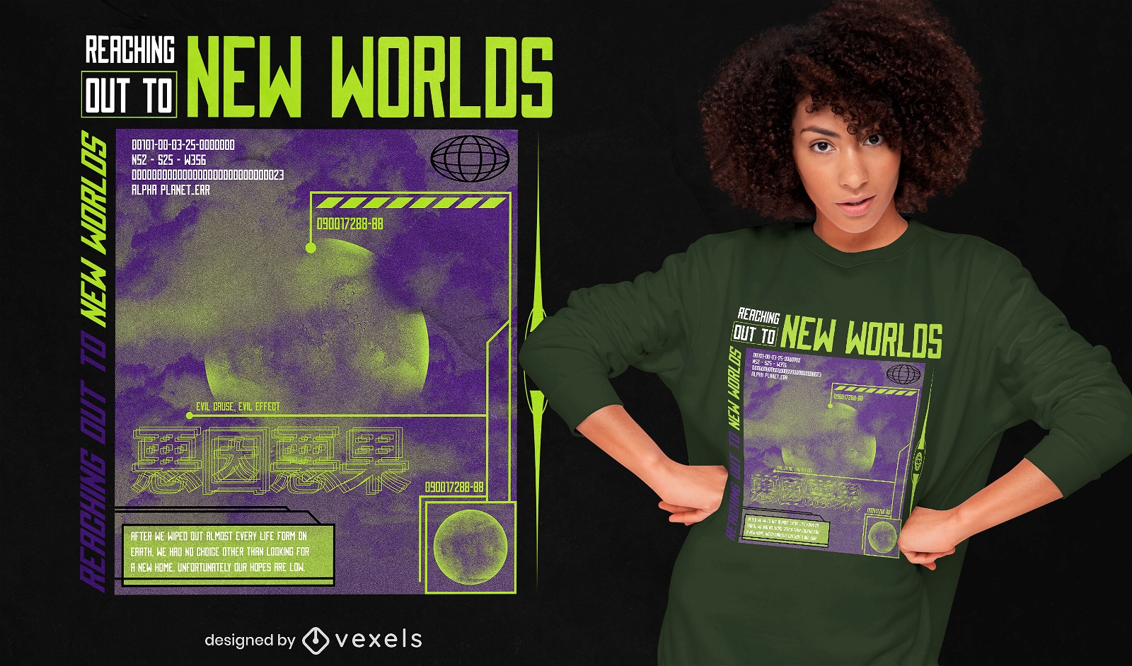 New World Planet Space Zitat T-Shirt PSD