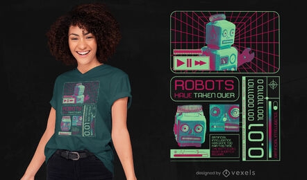 Robot machine technological t-shirt psd