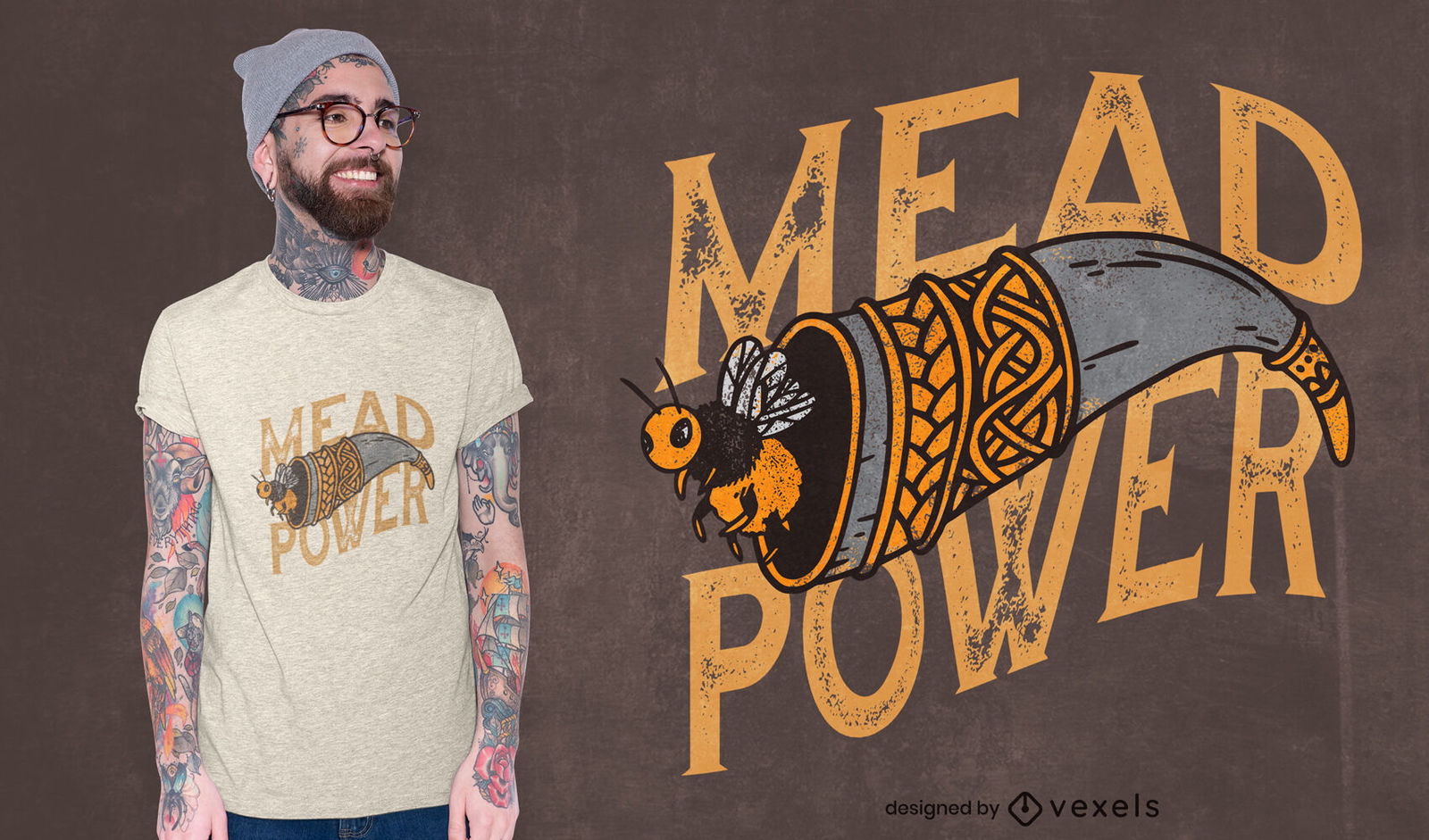 Diseño de camiseta con textura Mead Power