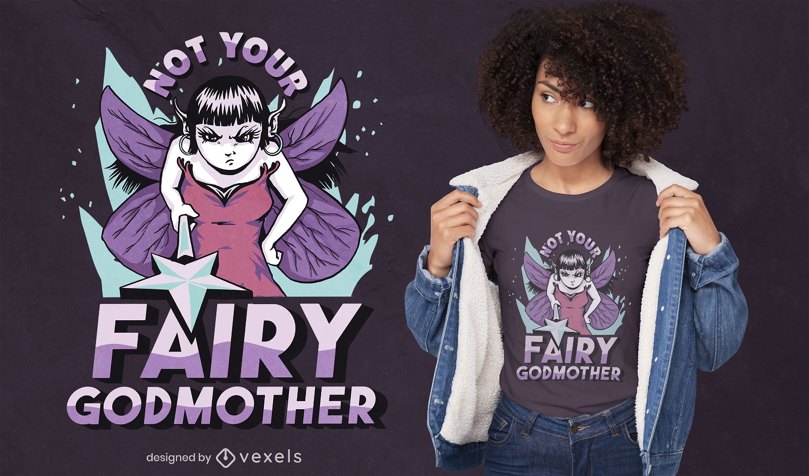 Angry fairy godmother fantasy t-shirt design