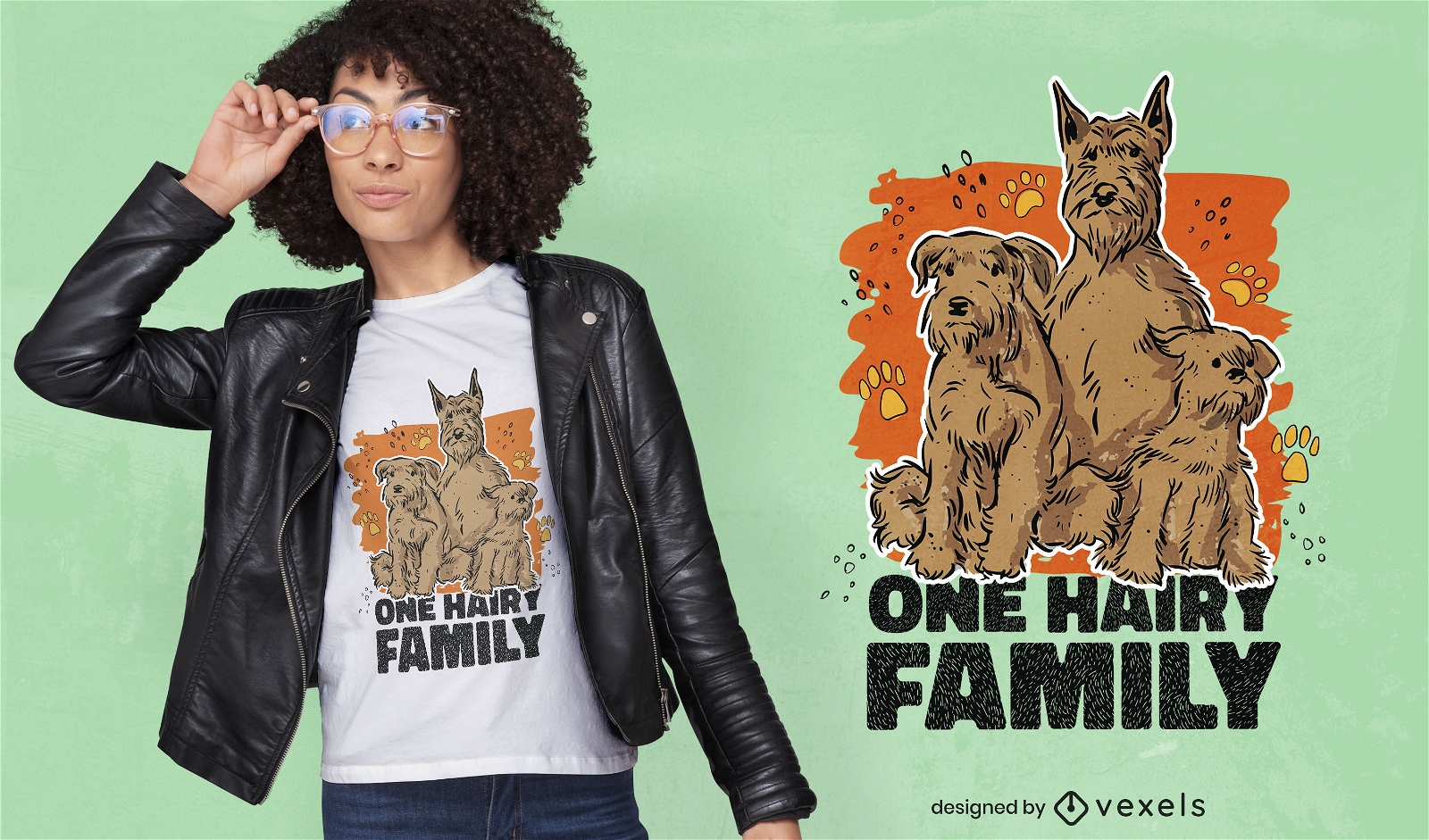 Behaarte Hundefamilie niedliches Tier-T-Shirt-Design