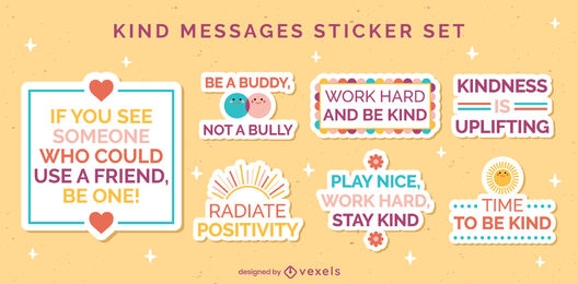 Kindness flat set of stickers