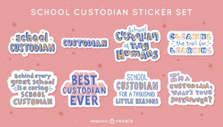 School teacher custodian sticker set
