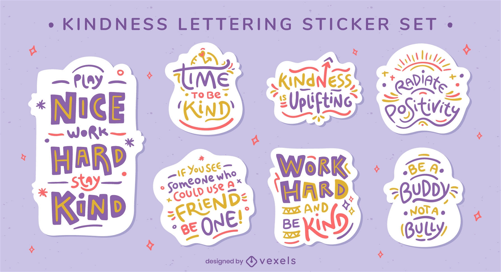 Kindness quotes sticker set