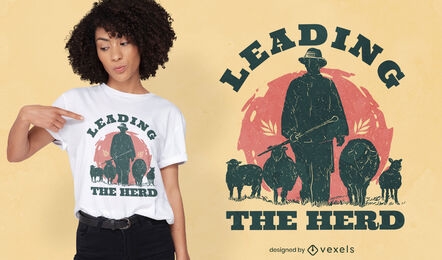 Farm shepherd silhouette t-shirt design