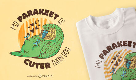 Design de t-shirt de animal fofo pássaro periquito