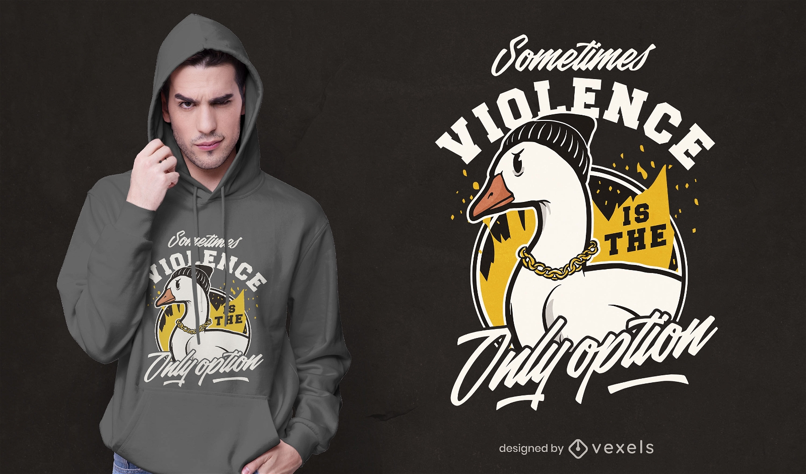 Gangster goose animal t-shirt design
