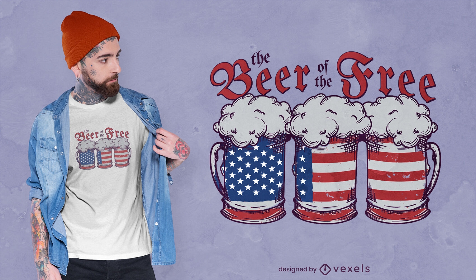 Dise?o de camiseta de bandera americana de bebida de cerveza