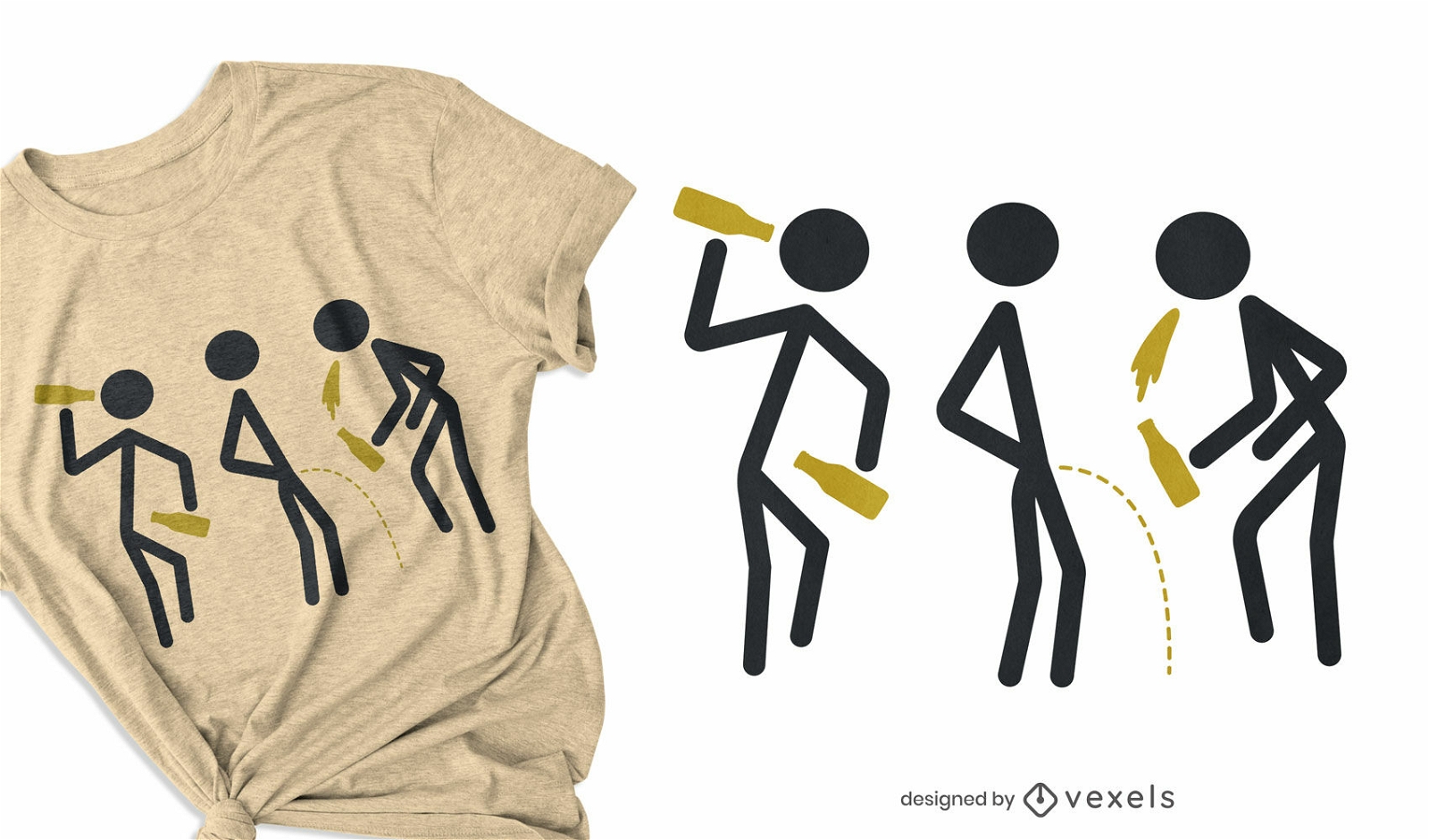 T-Shirt-Design mit betrunkenen Strichm?nnchen