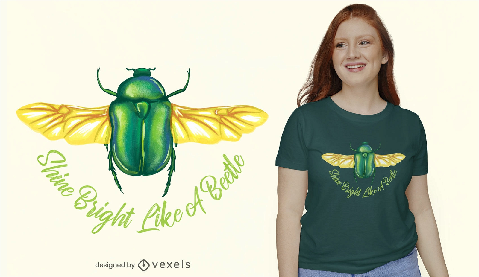 Diseño de camiseta animal insecto brillante escarabajo