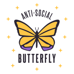 Insignia de cita de mariposa antisocial Diseño PNG