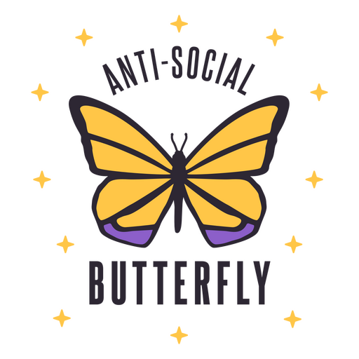 Anti-soziales Schmetterlings-Zitat-Abzeichen PNG-Design