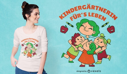 Design de camiseta com citação alemã de professor de jardim de infância