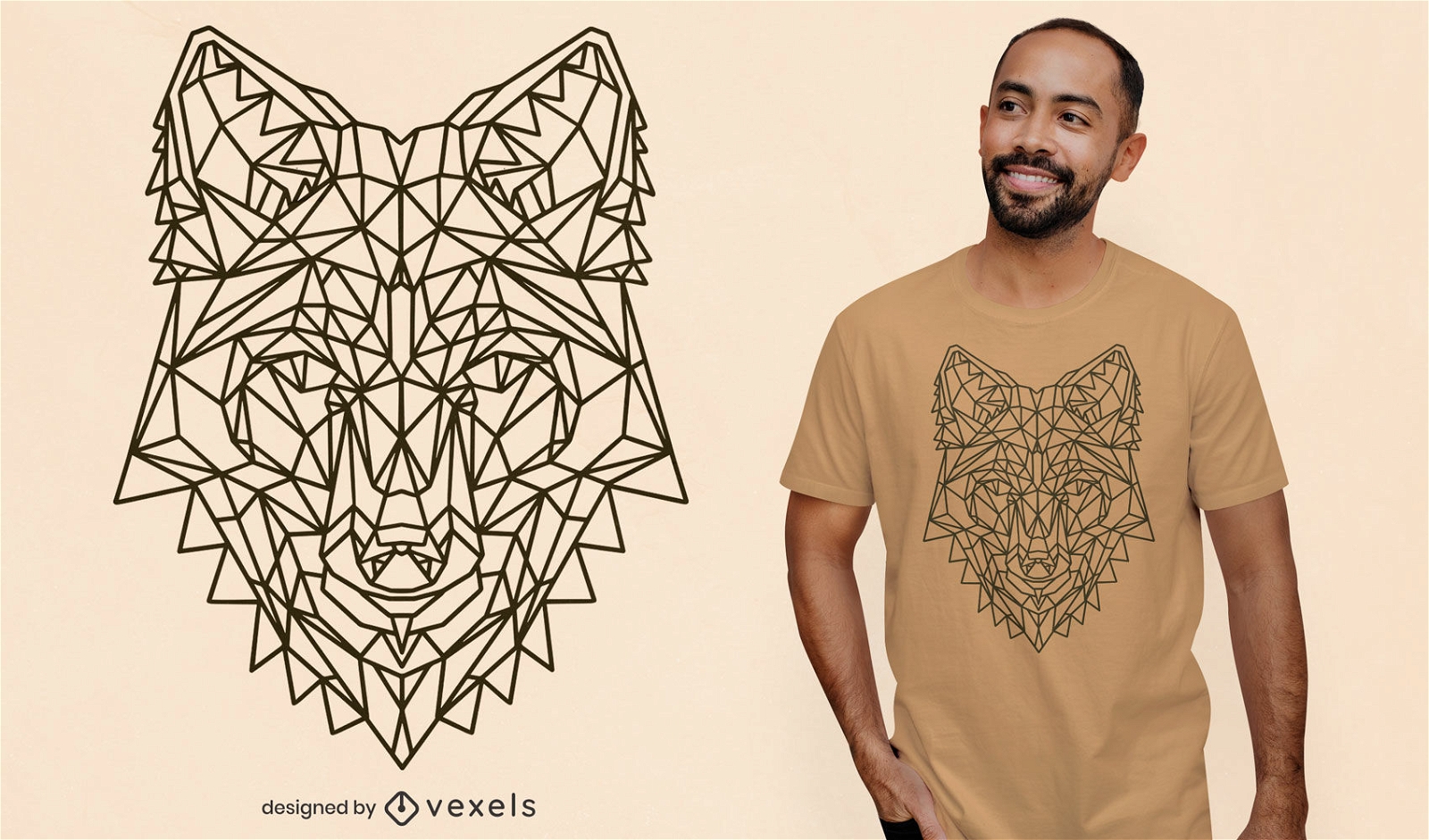T-Shirt-Design mit polygonalem Strichfuchs