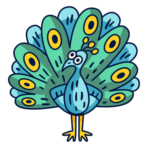 Ilustración de animal de pavo real de naturaleza Diseño PNG