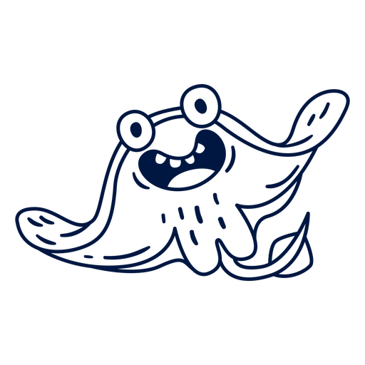 Stingray Zeichentrickfigur schwarzer Strich PNG-Design