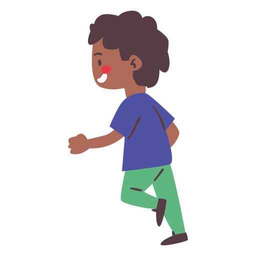 Personaje de chico negro corriendo Diseño PNG