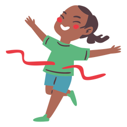 Chica feliz ganando maratón Diseño PNG