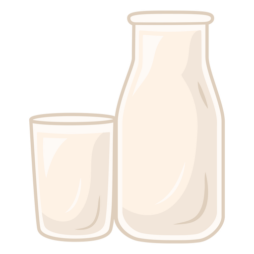 Frasco e copo de ilustração de leite Desenho PNG