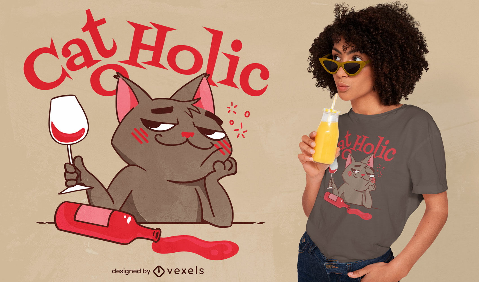 Diseño de camiseta cat o holic