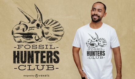 Diseño de camiseta del club de cazadores de fósiles de dinosaurios.