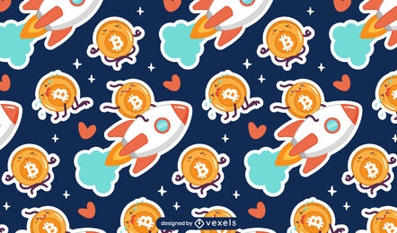 Cute crypto coin characters pattern
