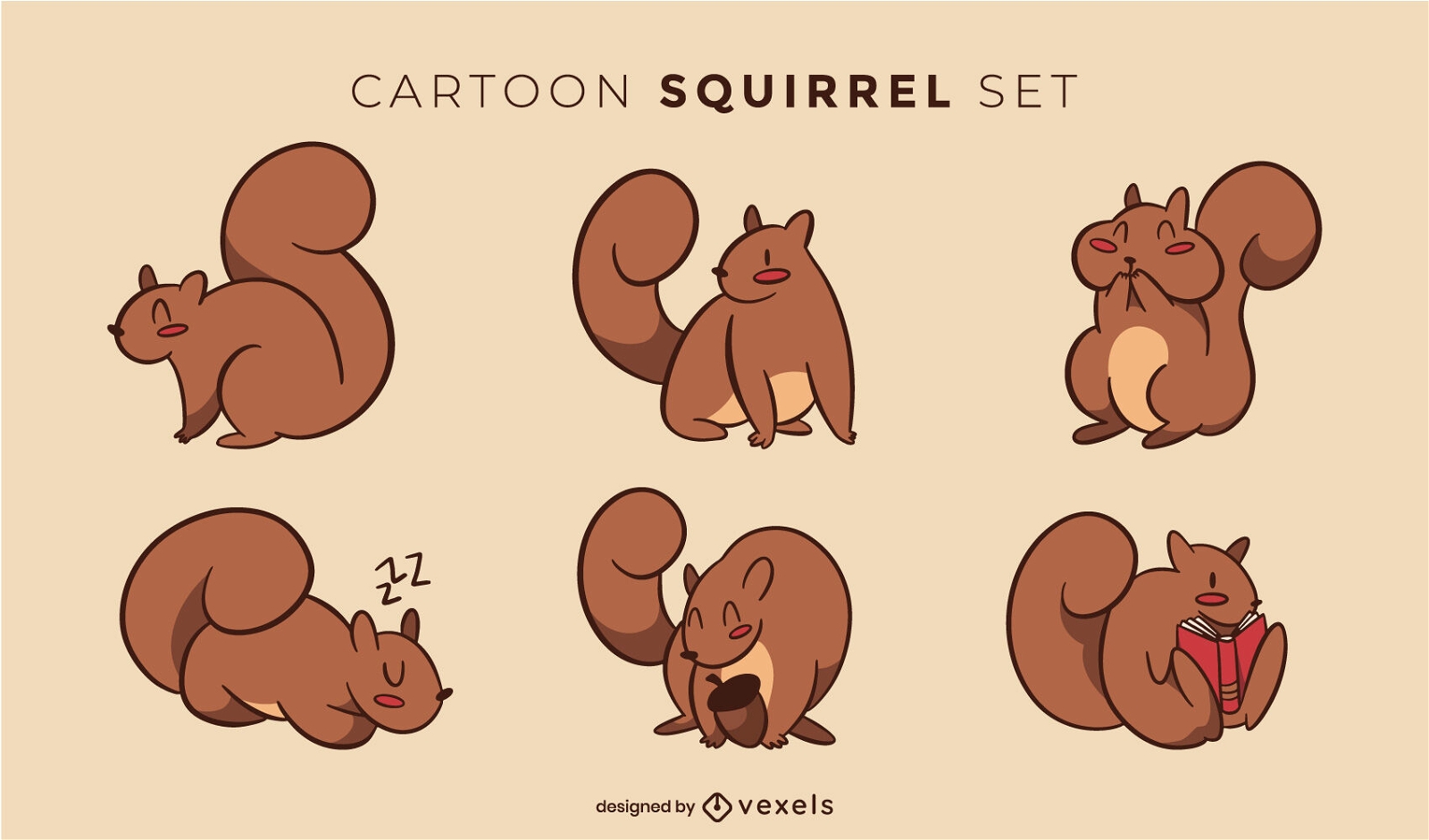 Happy squirrels cute set