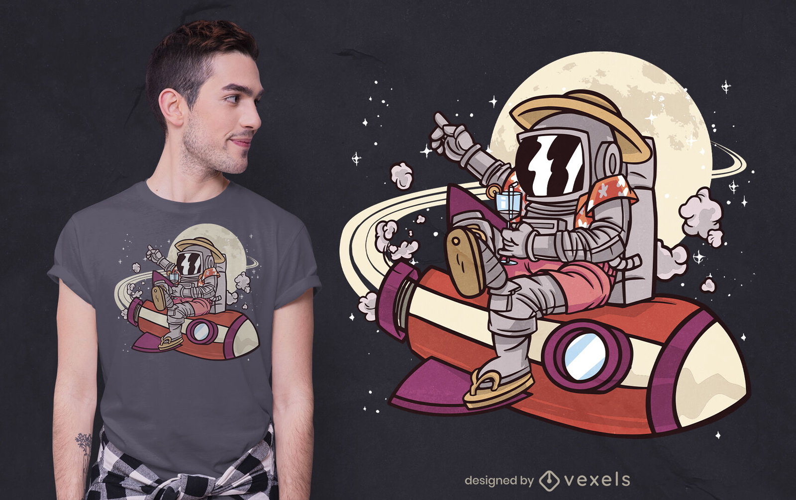 Desenho de t-shirt de ilustração de turista espacial