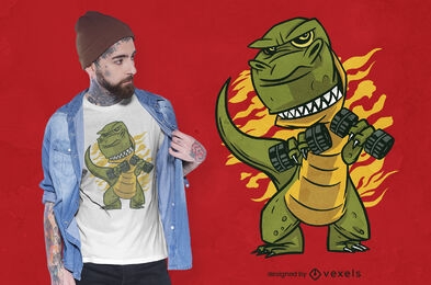 T-rex in gym t-shirt design