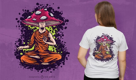 Diseño de camiseta de monje hongo.