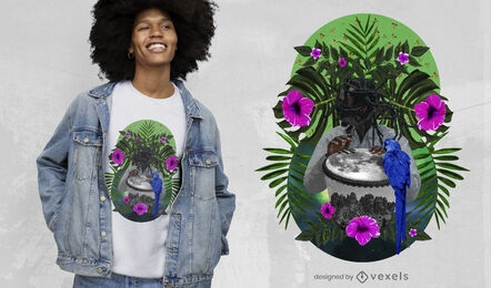 Camiseta de collage fotográfico de naturaleza exótica psd