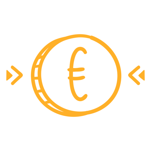 Monedas trazo euro Diseño PNG